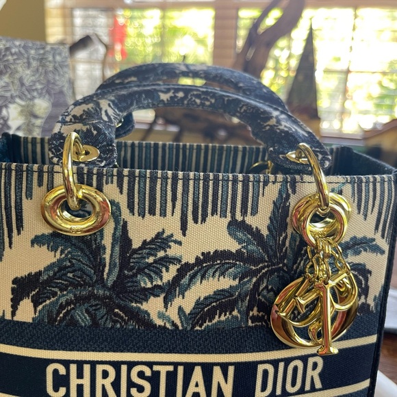 Dior White Blue and Gray Lady-D Canvas Bag - Picture 7 of 17